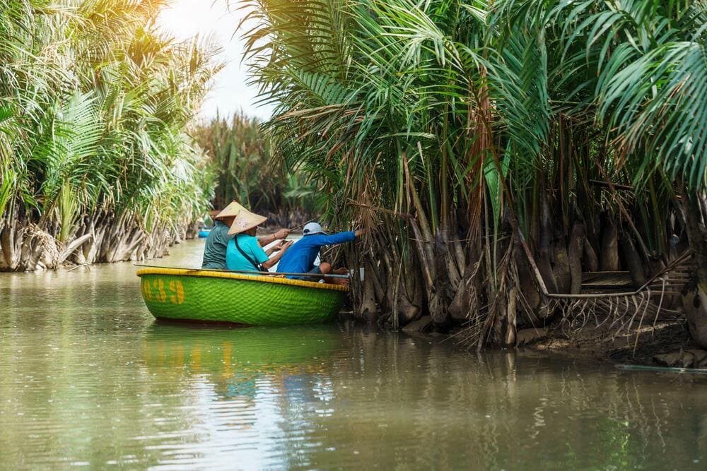 You can also experience basket boat rowing on Bay Mau Coconut Forest, about 10km from An Bang Beach